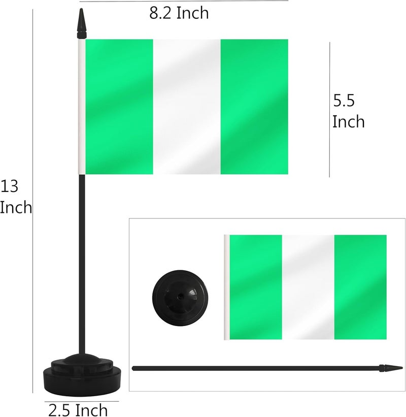 Yamiuo 2 Pack Nigeria Desk Flag Set, Nigerian Desktop Small Miniature Table Office Flag with 12" Black Pole and Black Base, Offices, Classroom, Home, Festival Decoration (Nigeria) - Image 2